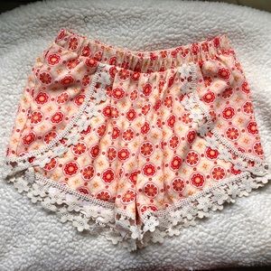 Floral Shorts with Crocheted Lining